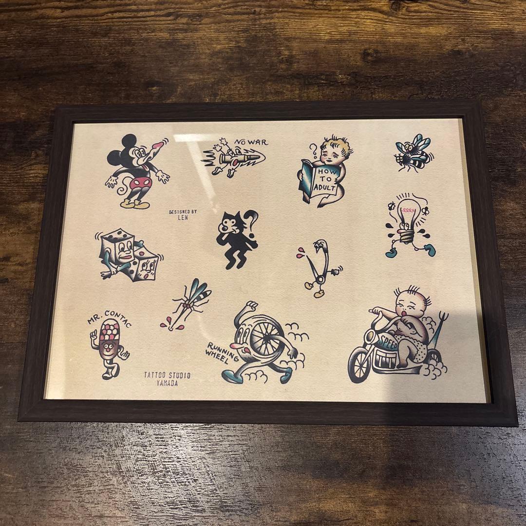 タトゥースタジオヤマダ タトゥーフラッシュ 2点セット 額縁付き