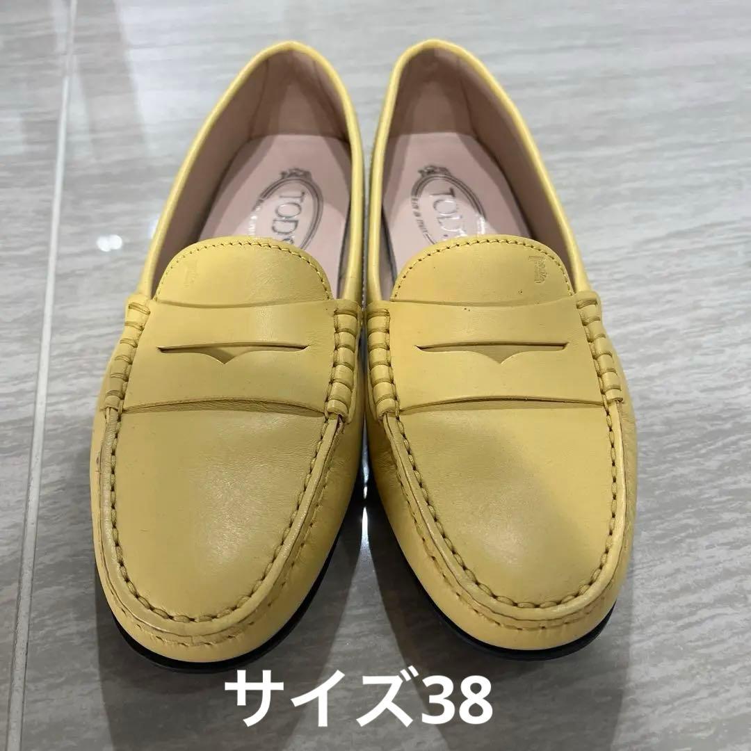 TOD'S モカシン イエロー サイズ38 トッズ TOD'S シューズ ゴンミーニ ドライビングシューズ イエロー