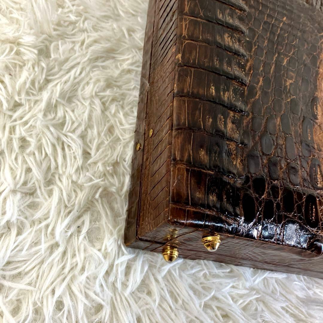 クロコ トランクケース カイマン ダークブラウン 本革 amilet