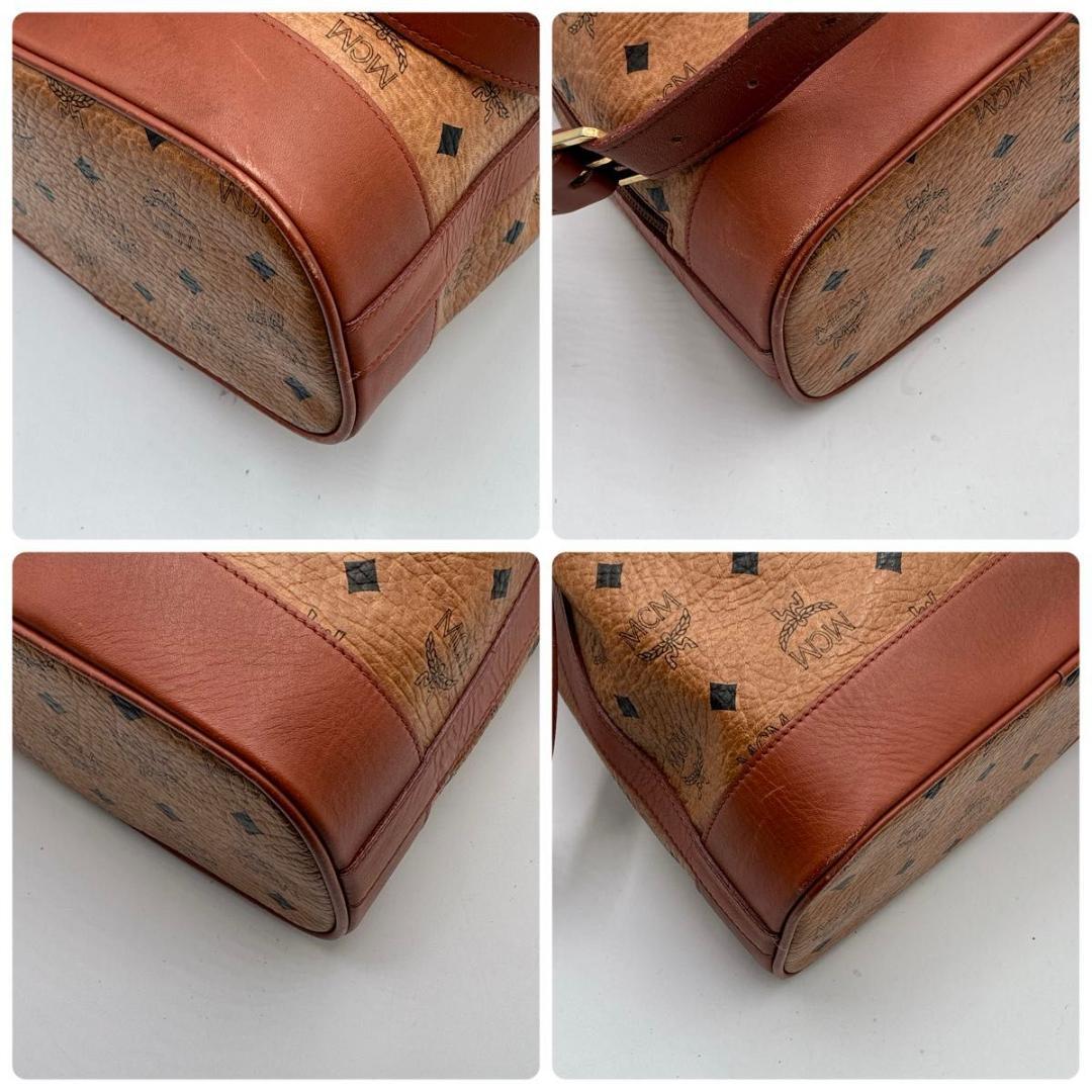 美品 MCM 巾着バッグ ショルダーバッグ ヴィセトス柄 レザー ブラウン