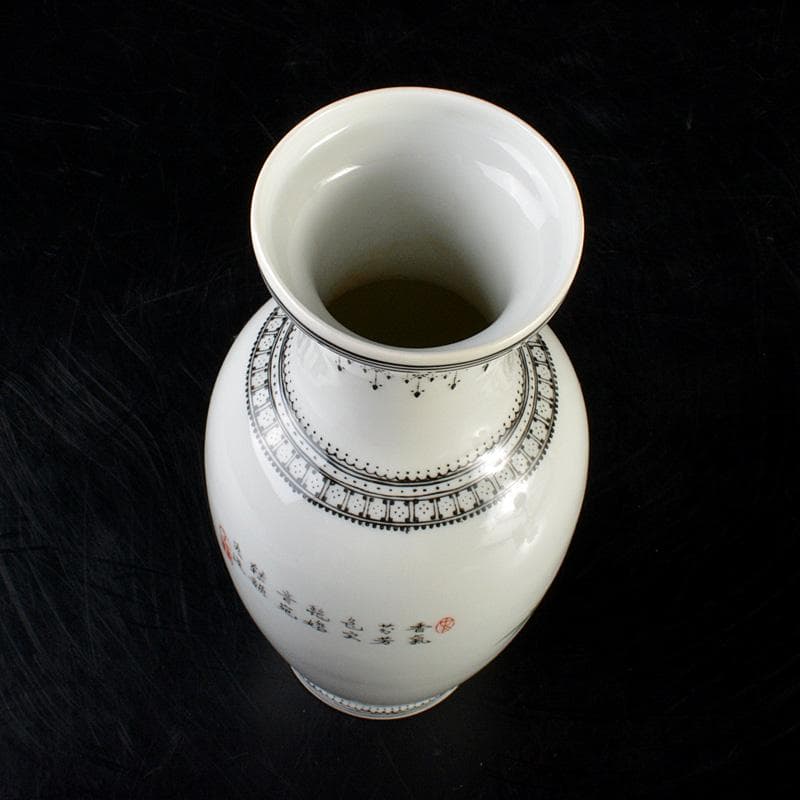 中国 景徳鎮製 粉彩 漢詩孔雀牡丹文瓶 C 6620 - メルカリ