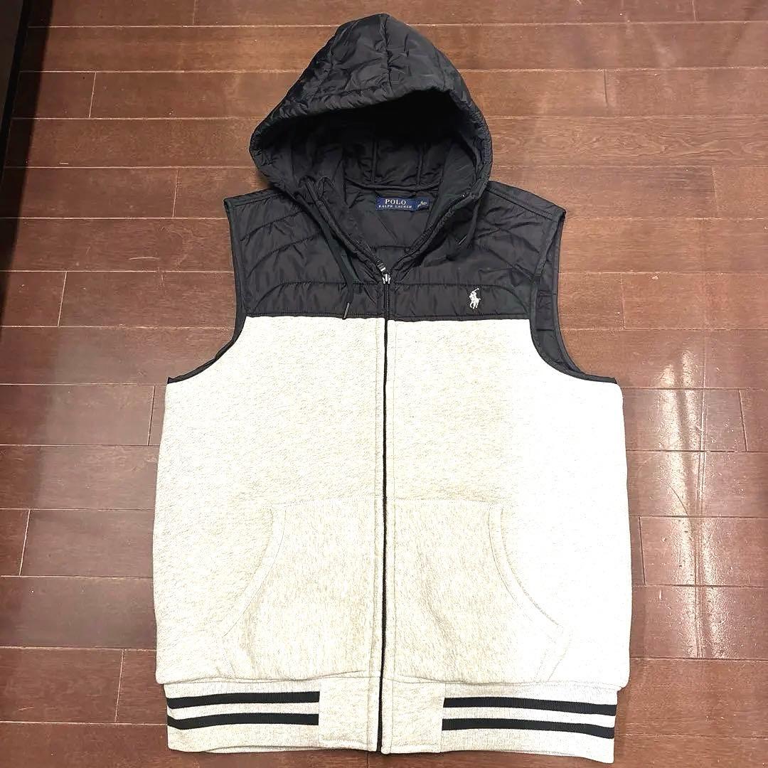 Polo Ralph Lauren フード付きベスト M グレー/ブラック - メルカリ