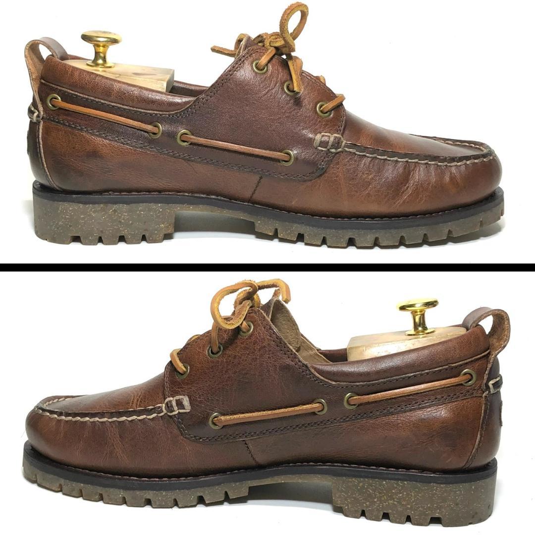 ポロ ラルフローレン 26.5cm メンズ 茶 モカシン デッキシューズ