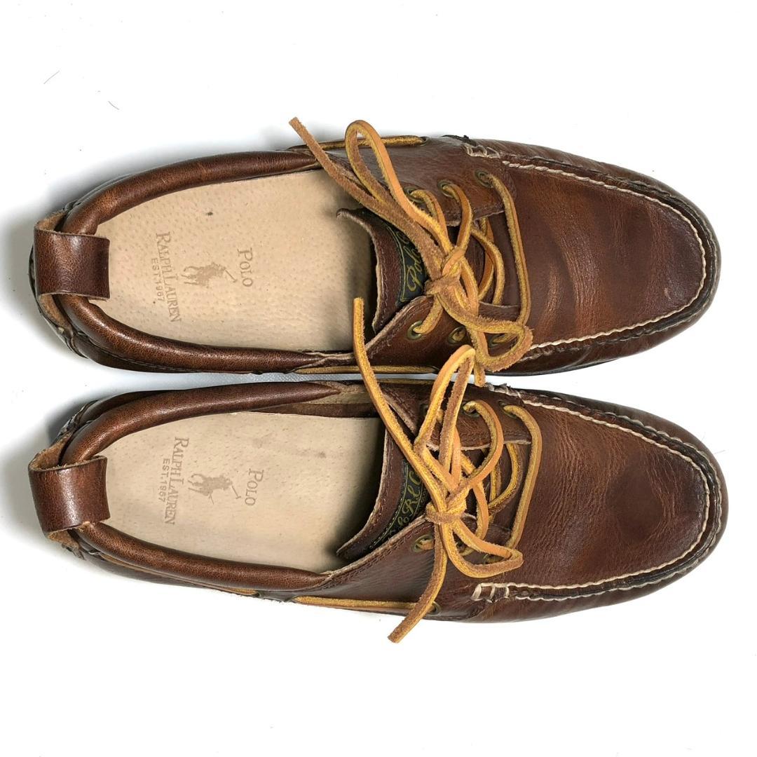 ポロ ラルフローレン 26.5cm メンズ 茶 モカシン デッキシューズ