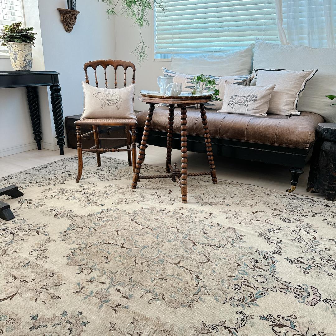 トルコヴィンテージラグ A76超大判 最高級 レア カイセリ グレージュ