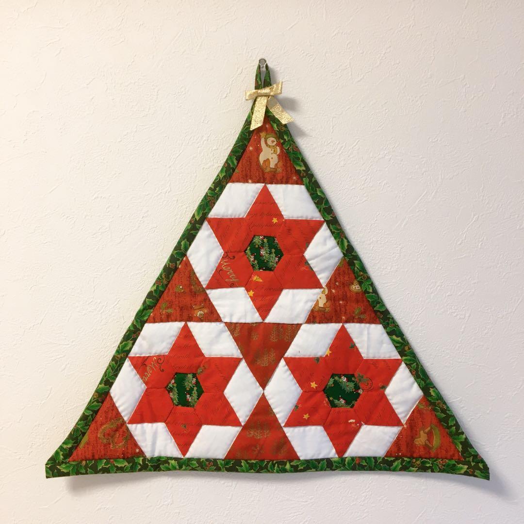 パッチワークタペストリー クリスマスツリータペストリー ハンドメイド