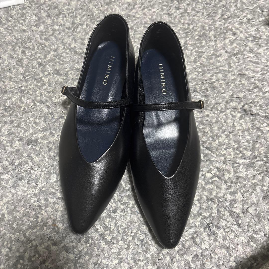 【試着のみ】HIMIKO メリージェーンフラットパンプス ブラック 24.0cm