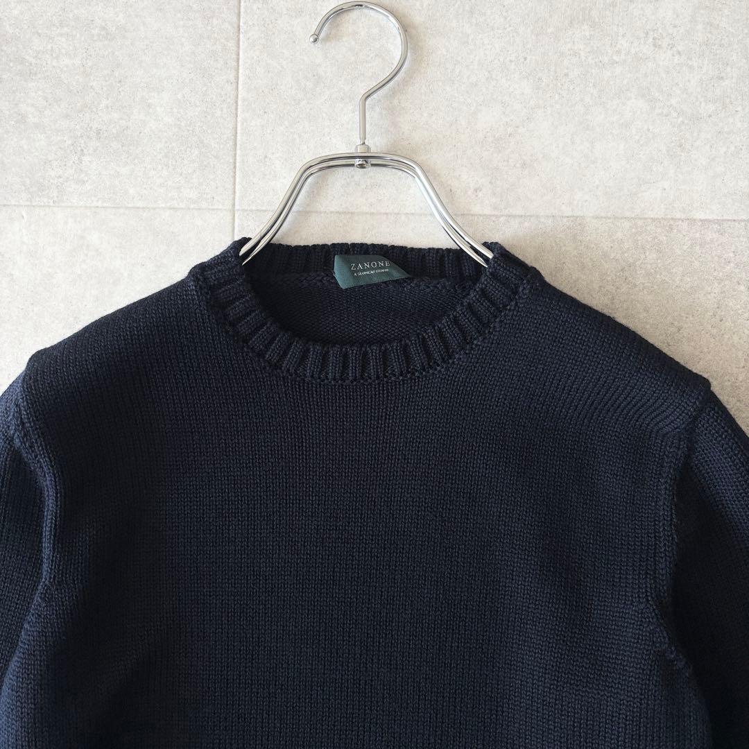 極美品✨️ザノーネ 5Gクルーネックニット 46 ダークネイビー ミドル