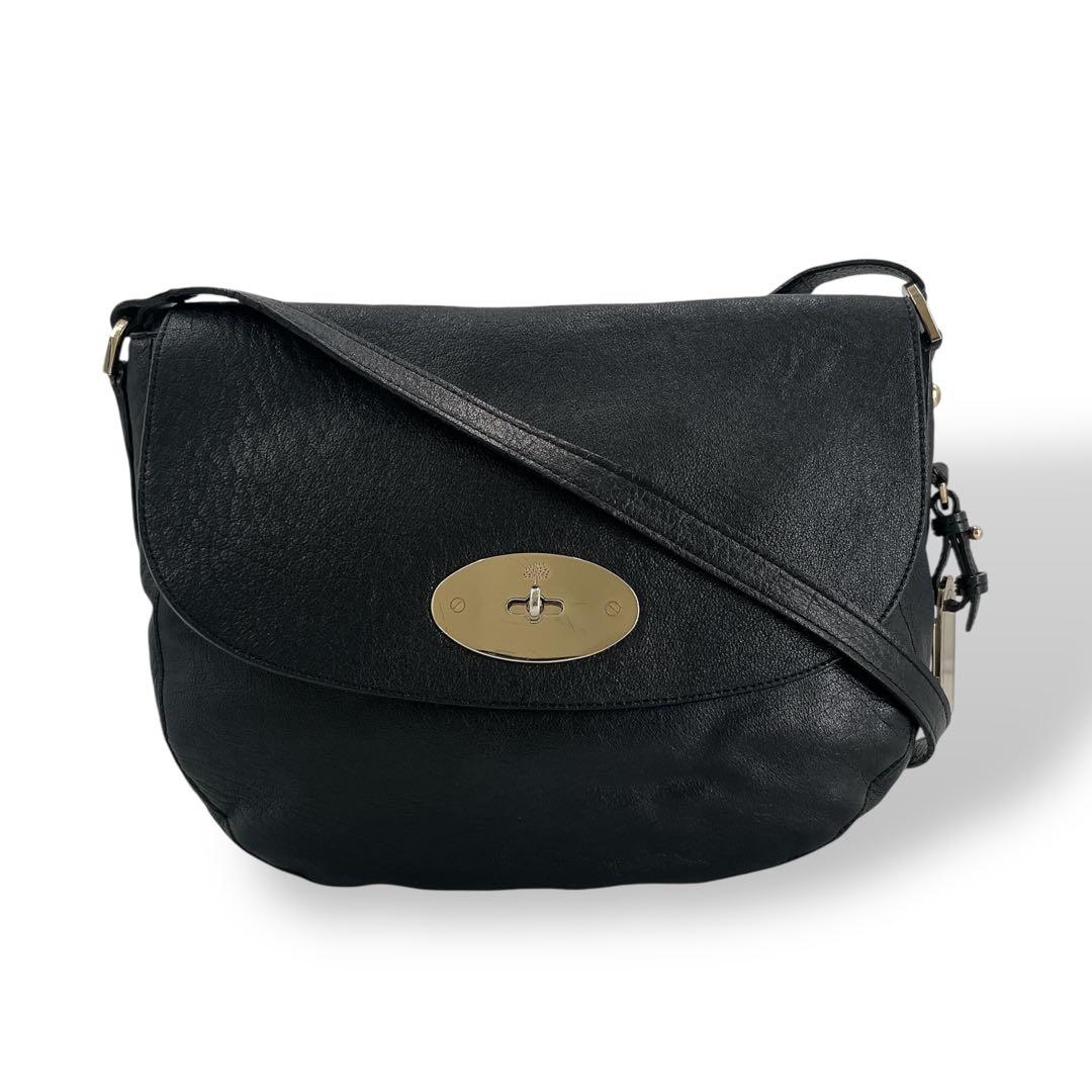 マルベリー　ショルダーバッグ　ターンロック　カーフスキン　金具　ブラック　レザー Mulberry - マルベリー ショルダーバッグ ハンドバッグの通販 by