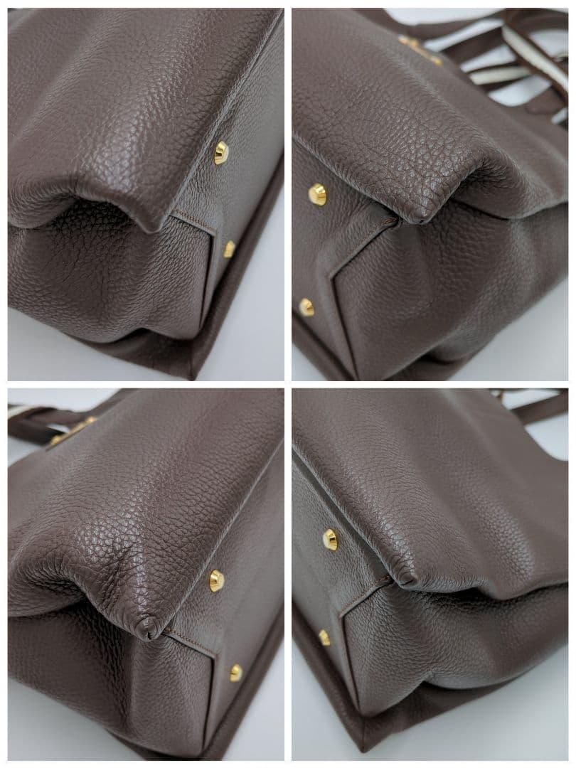 極美品 ATAO アタオ 2wayショルダーバッグ A4サイズ シボ ブラウン