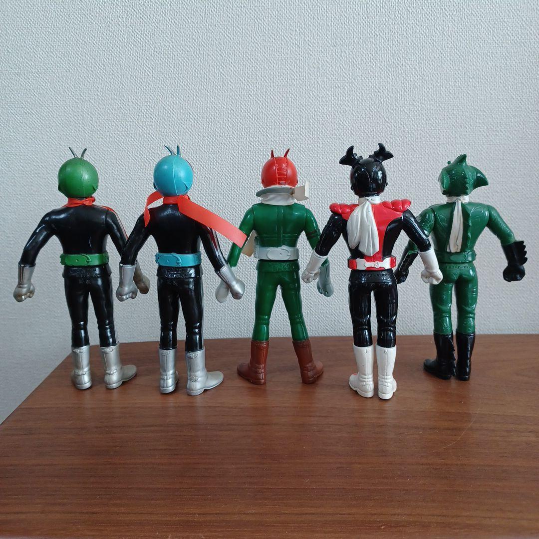 当時物 ポピー製「仮面ライダー」希少ソフビフィギュア5体セット