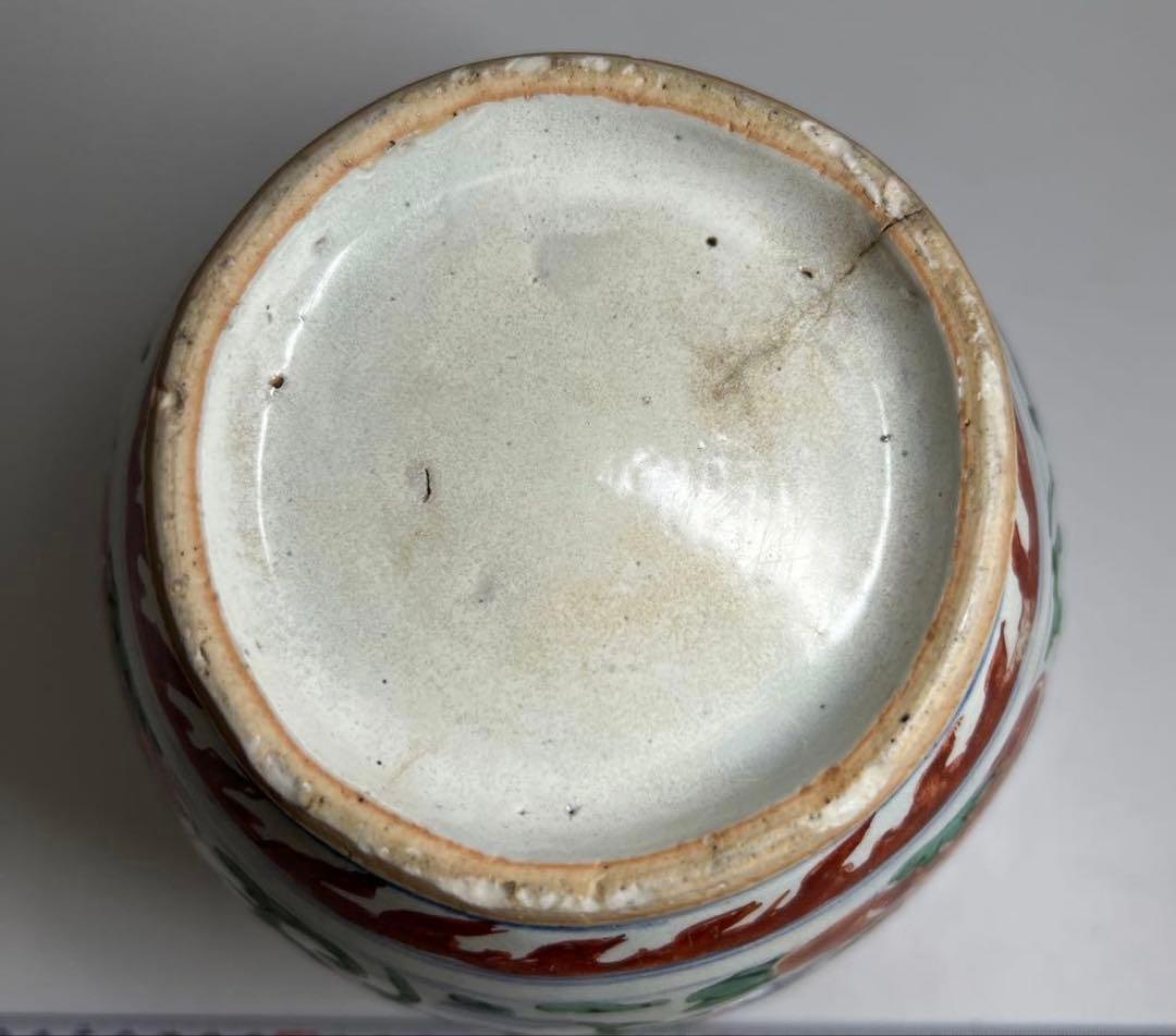 中国明時代 明代の五彩壺 南京赤絵大壷 置物 アンティーク 骨董 飾り物古