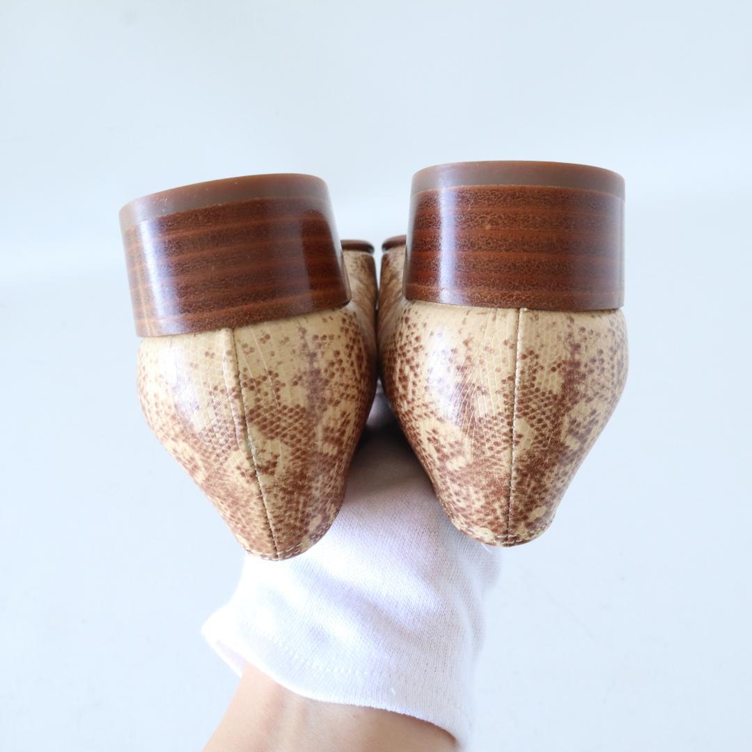 未使用フェラガモ ガンチーニローファー ヘビ柄5C 22〜22.5cm