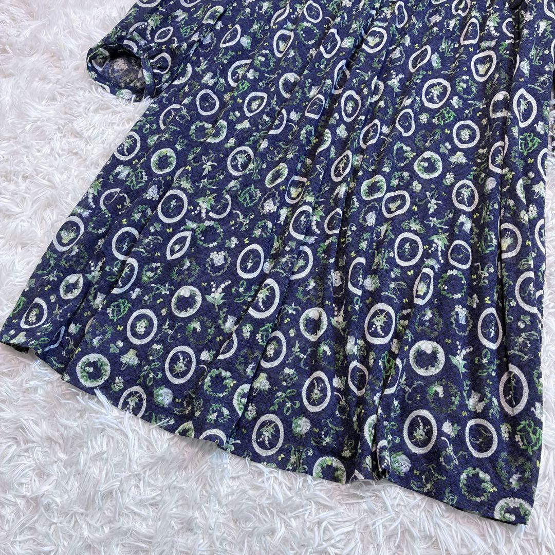 希少 4L 大きいサイズ FL5✨フランシュリッペ 花柄猫柄ワンピース