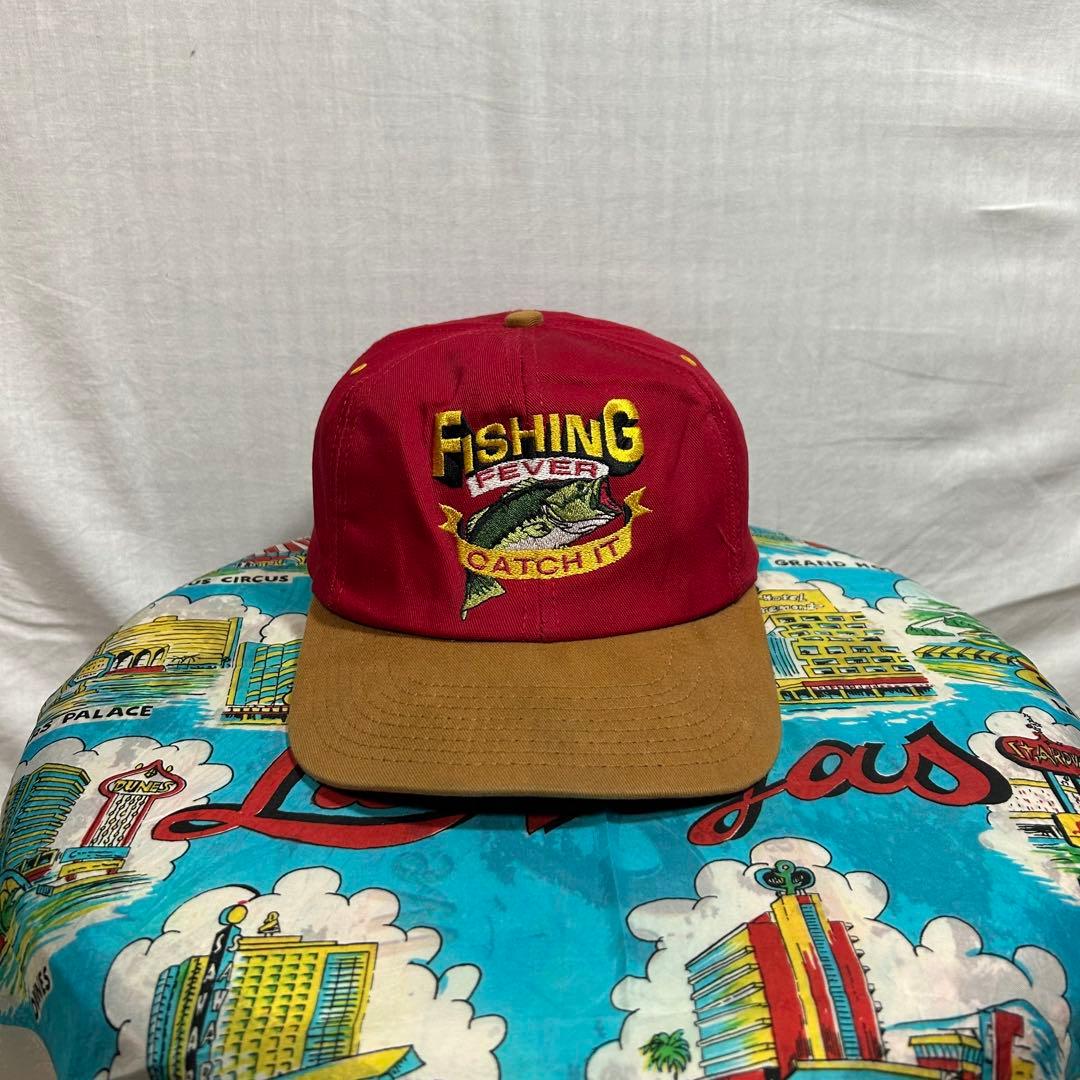 USA製 ビンテージ キャップ fishing 釣り cap レア アニマル ART VINTAGE - RIVER FISHING BREEDS キャップ 虹鱒 渓流釣り 魚 毛鉤