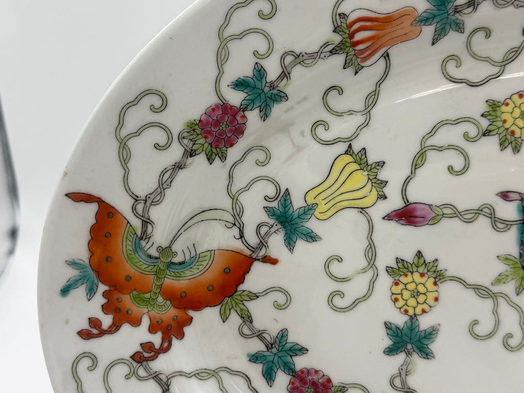 中国 1970年代 景徳鎮製 粉彩花蝶紋楕円形大皿 送料込み260104 - メルカリ