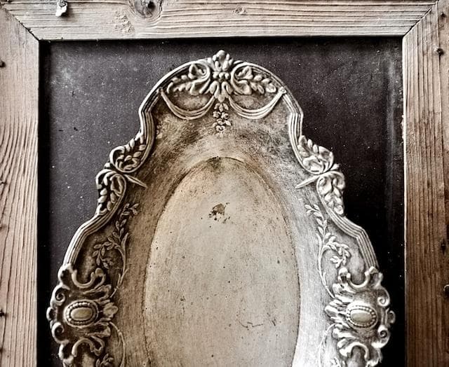 フランス 34.5c 銀の薔薇とメダリオンとシルバープレートトレイ アンティーク