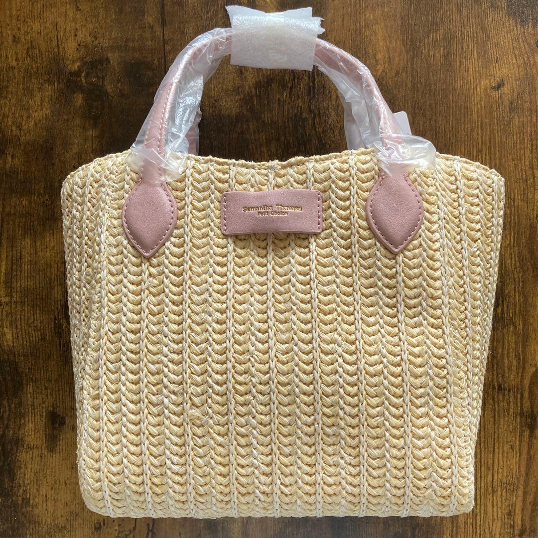 サマンサタバサ ピンクベージュビッグリボンカゴバッグ 新品未使用 お
