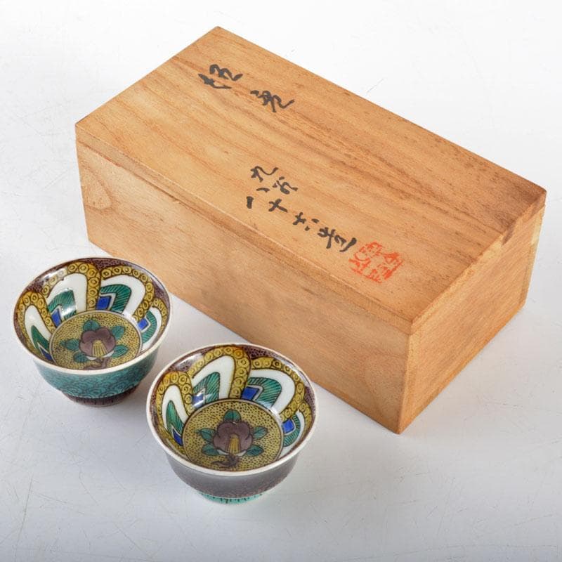 九谷焼　二代徳田八十吉造　青手　椿文　盃　一對　共箱　V　R4720 楽天市場】九谷焼 盃 青手古九谷 柏鳥 二代 徳田八十吉作 : 九谷焼