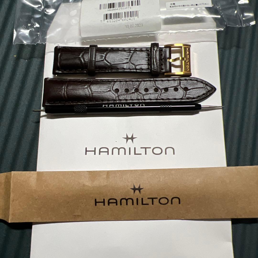 HAMILTON ブラウンレザーベルト 20mm ゴールドバックル ブラウン レザーベルト ゴールドバックル シンプル カジュアル メンズ