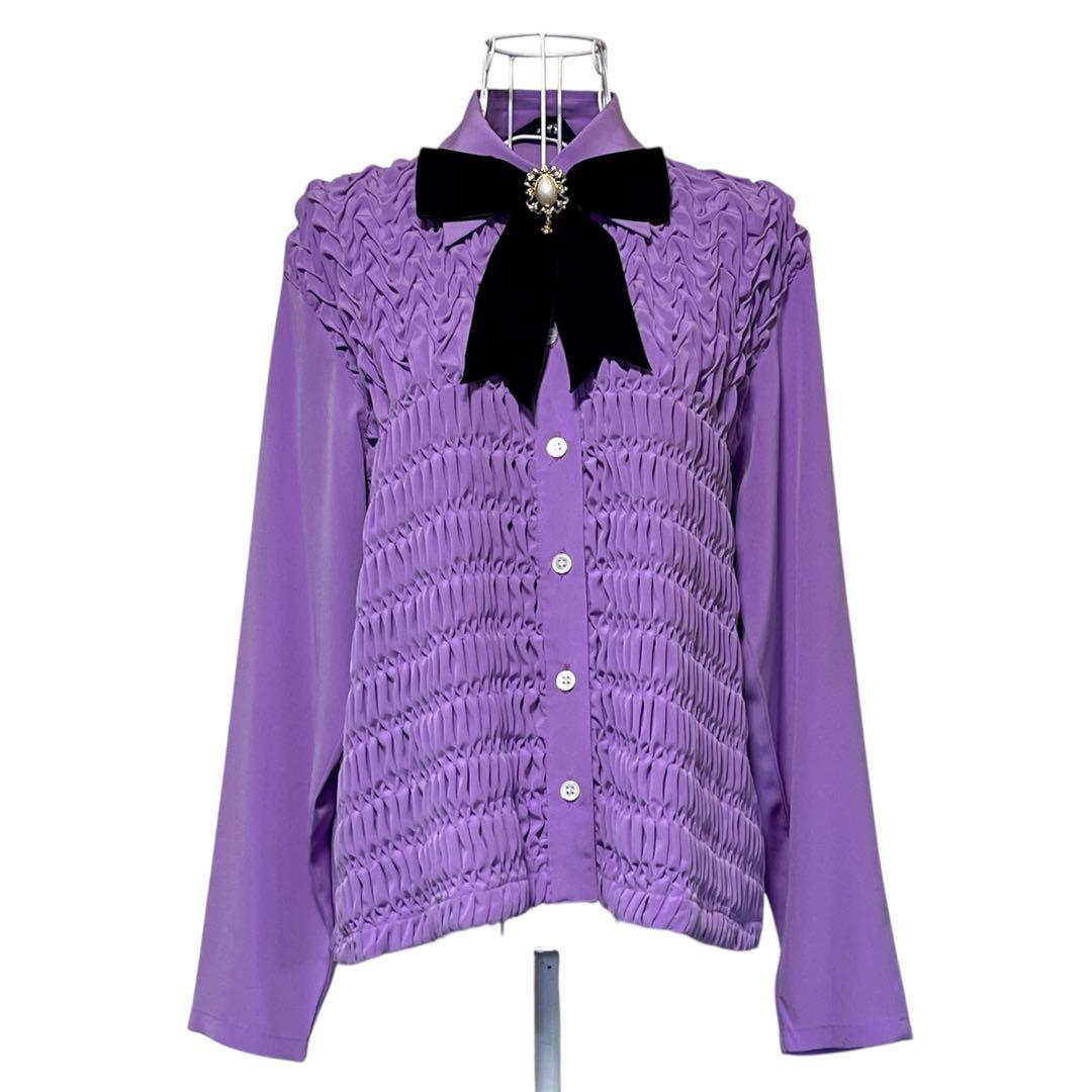 ATSURO TAYAMA 】ブラウス フリルギャザー パープル系 パリコレ - メルカリ