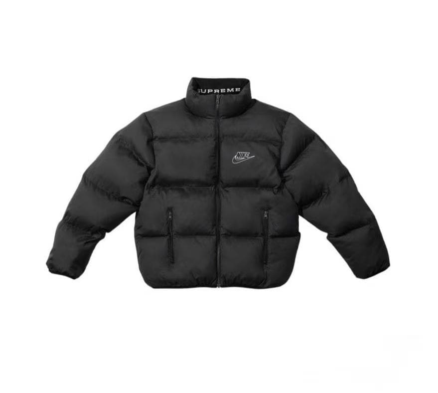 Nike Supreme ダウンジャケット M グレー 人気✨Supreme ダウンジャケット リバーシブル チェック柄 M グレー×青