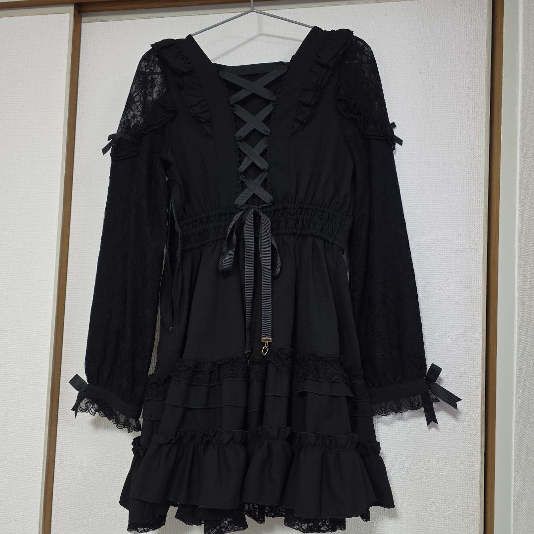 LIZLISA ティアラリボンティアードワンピース 黒 - メルカリ