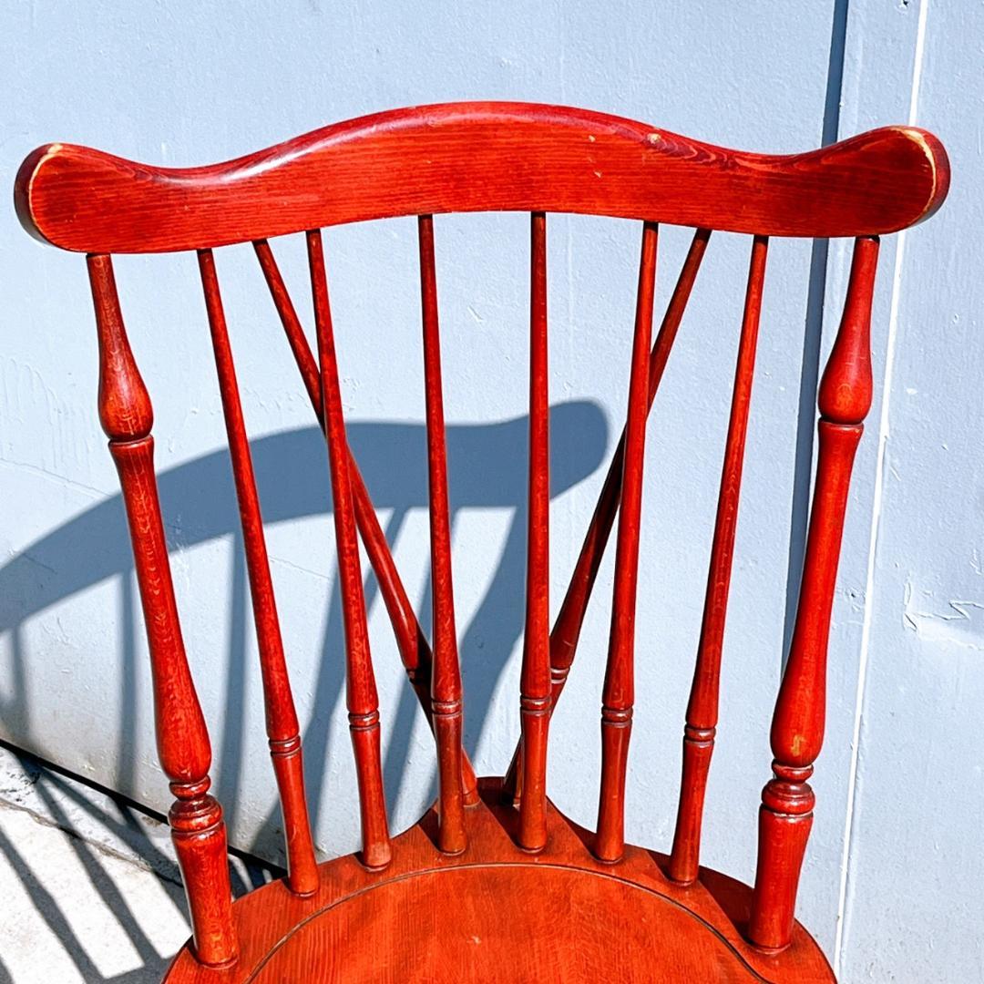 アンティーク① 飛騨産業 ウィンザーチェア ブナ キツツキ 無垢材 赤