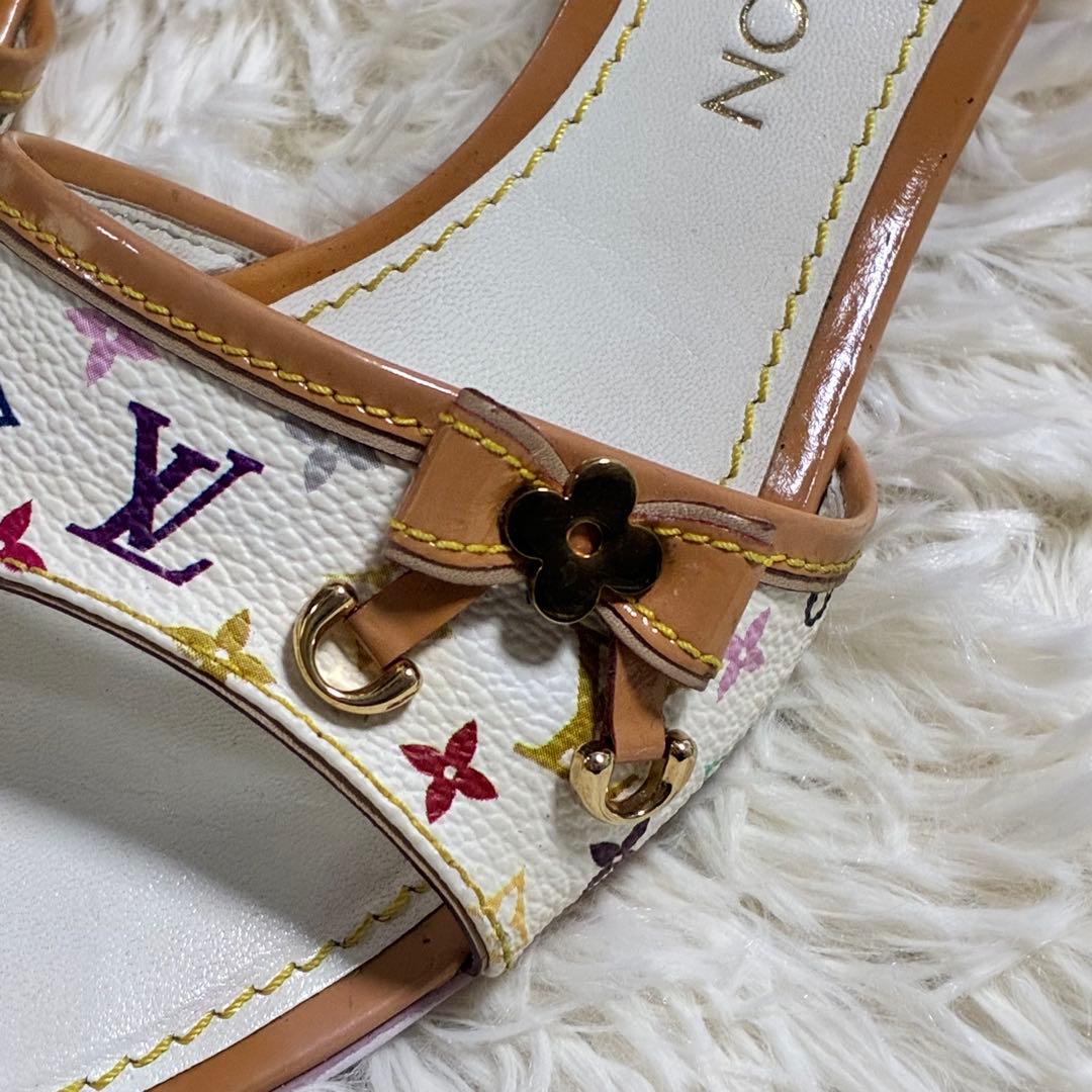 ルイヴィトン モノグラムマルチカラー ミュール ホワイト×ラベンダーの
