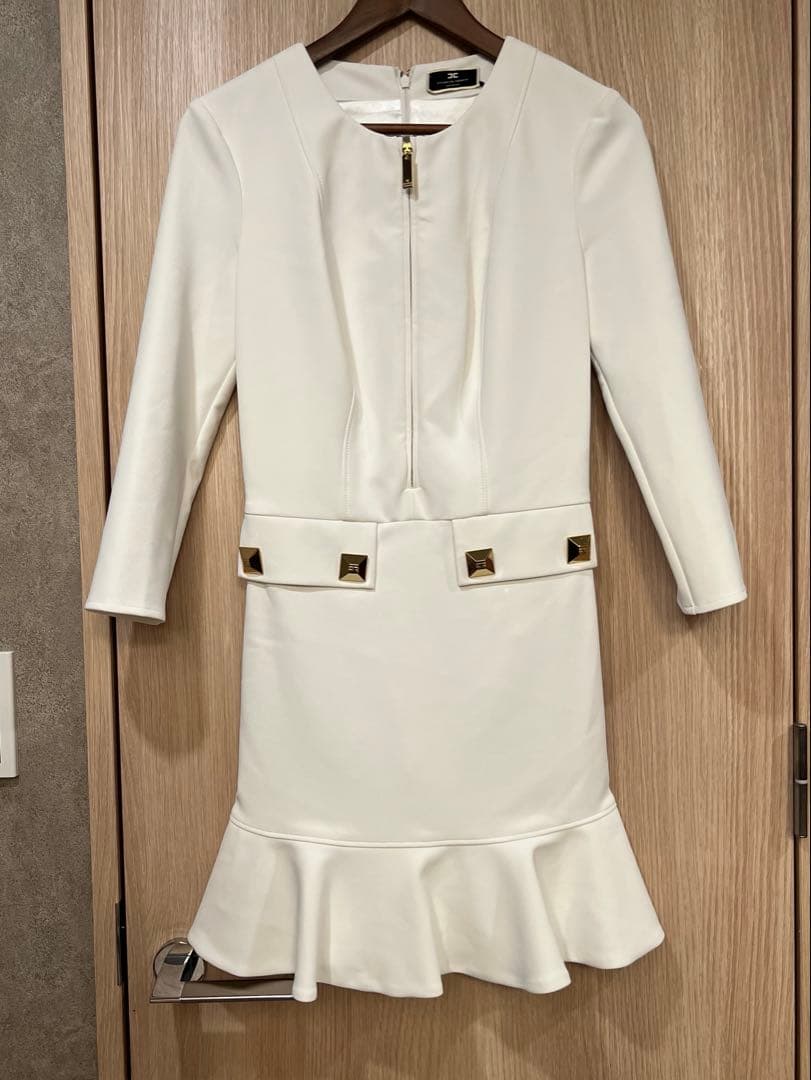 ELISABETTA FRANCHI ロゴ スタッズ クルーネック ミニドレス