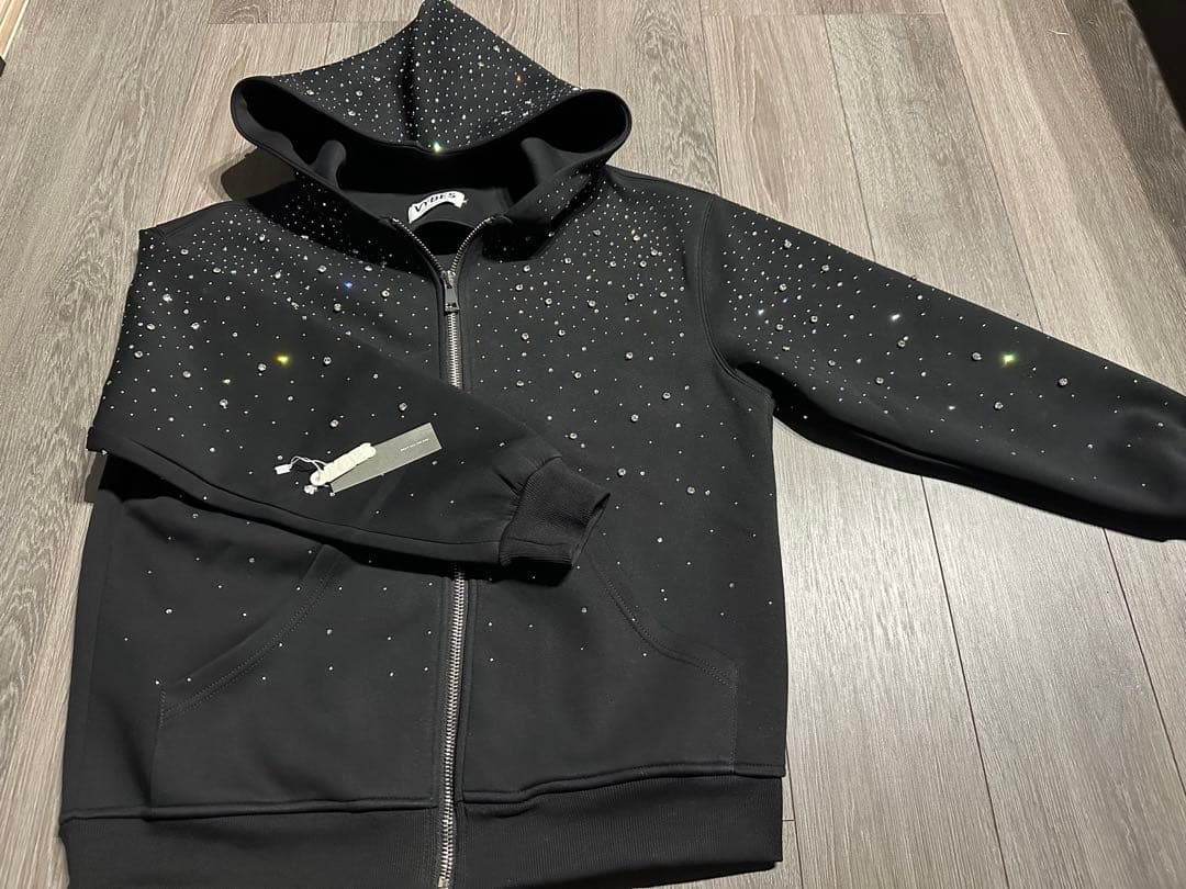 VYBES ジップアップパーカー ラインストーン hiphop hth M - メルカリ