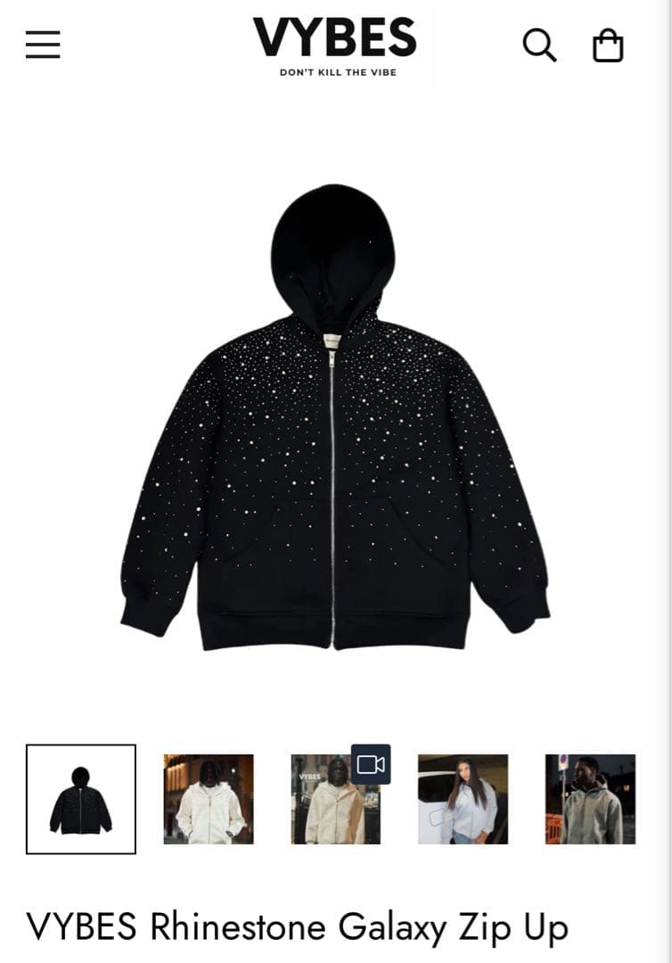VYBES ジップアップパーカー ラインストーン hiphop hth M - メルカリ