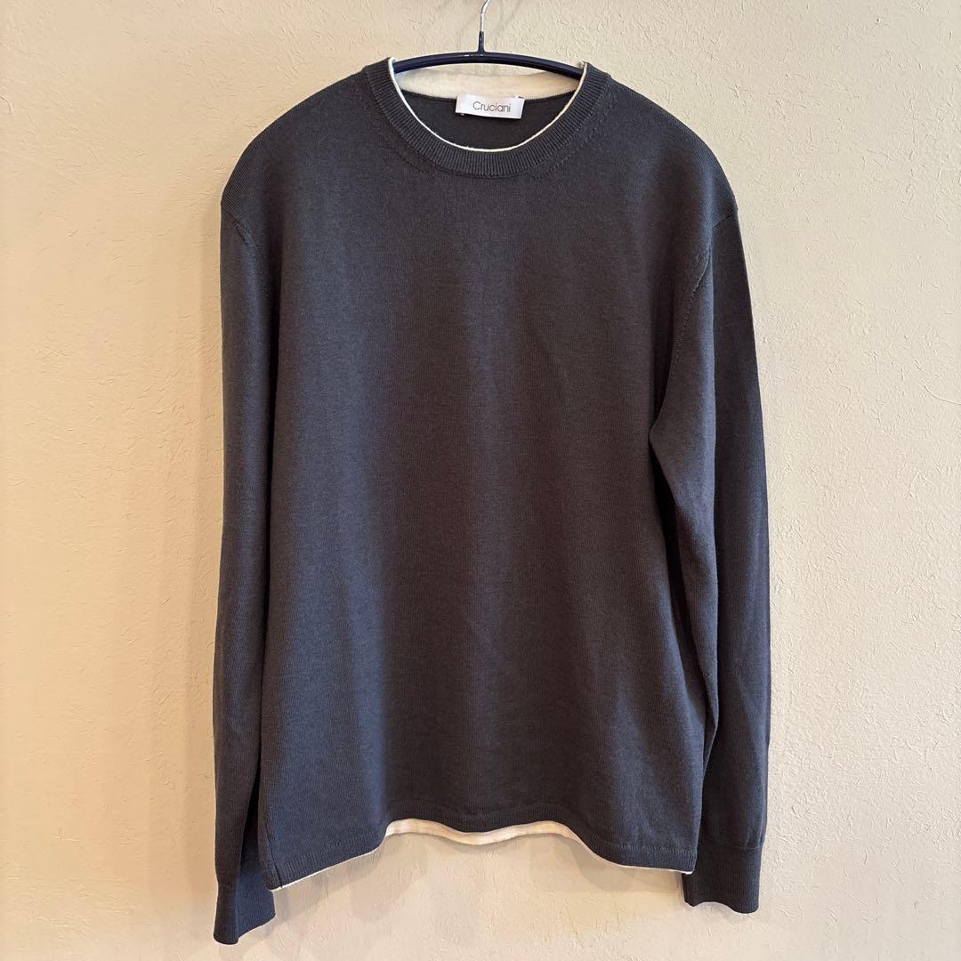 cruciani クルチアーニ　クルーネック　セーター　ニット　美品　48 cruciani-1c_bk.jpg
