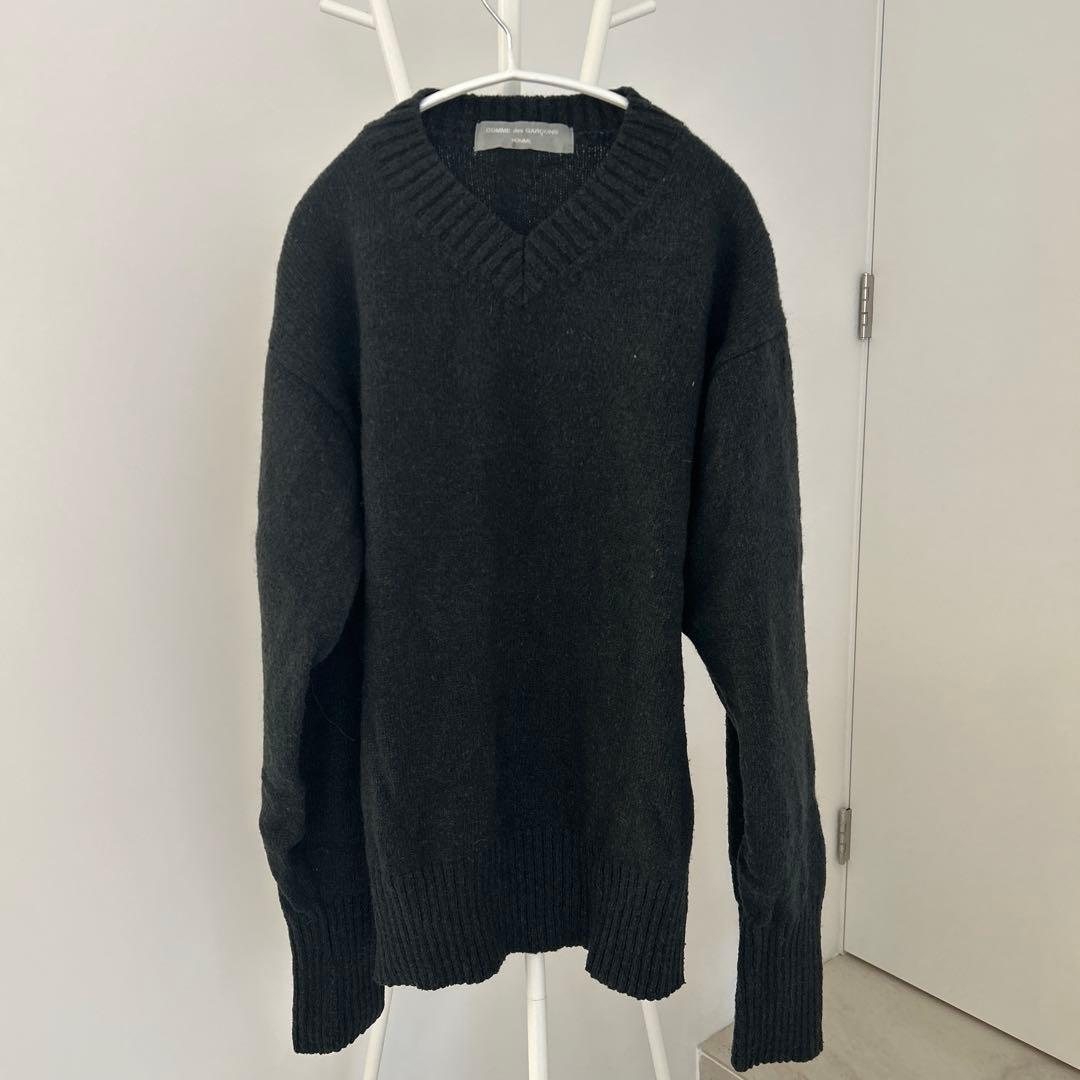 コムデギャルソン オム Vネックニット 黒 M 92%ウール