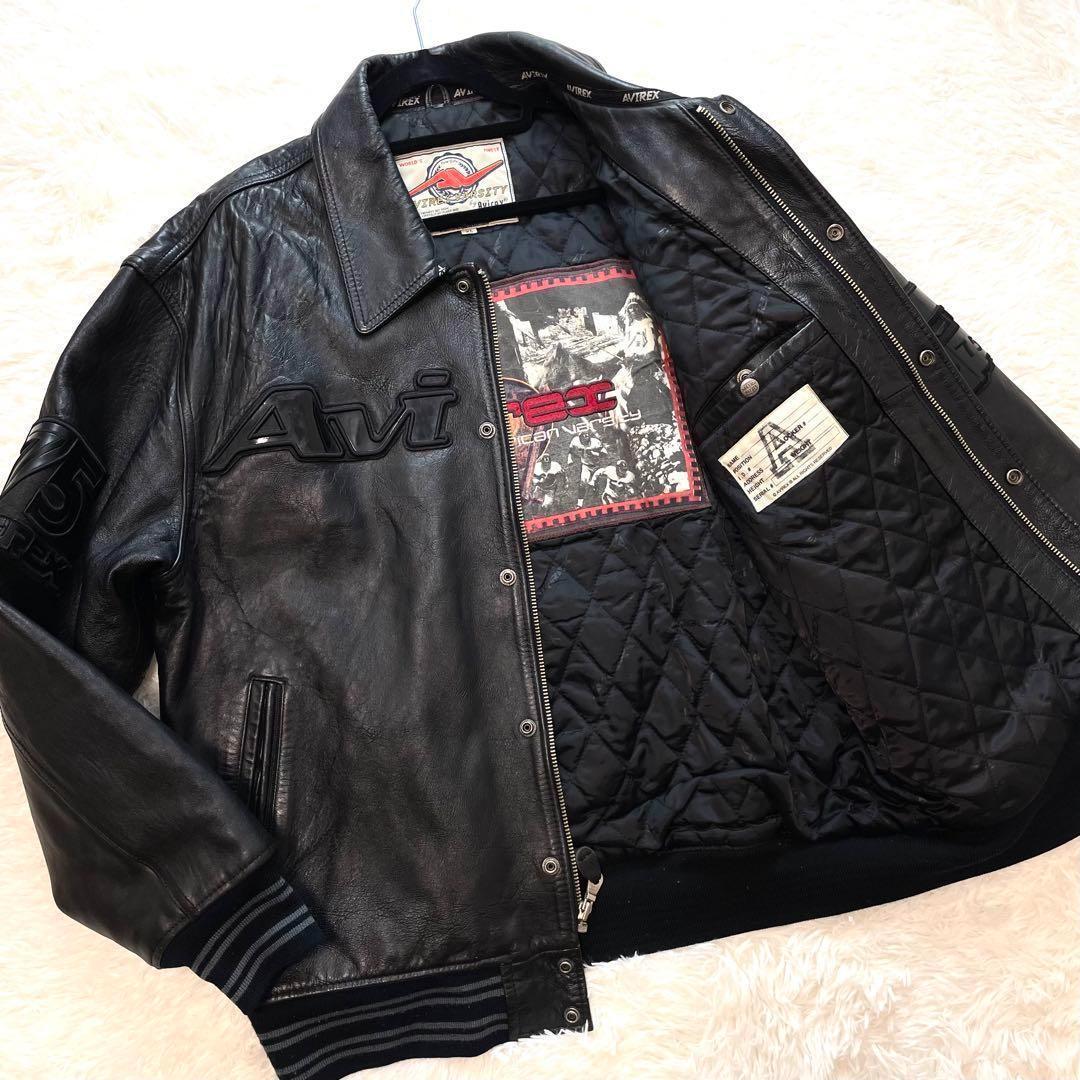 極美品 AVIREX ゴーラーズ レザージャケット 75周年記念 黒 2XL相当