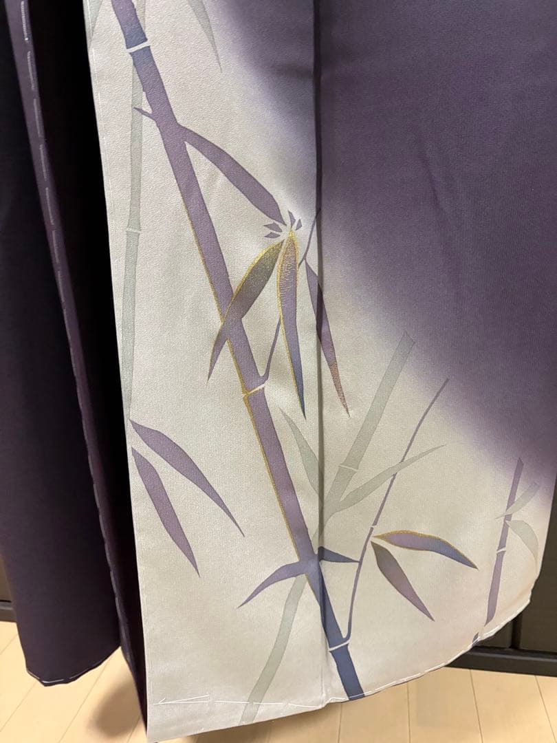 新品未使用★しつけ付き　竹　付け下げ　トールサイズ　紫　黒　金　正絹