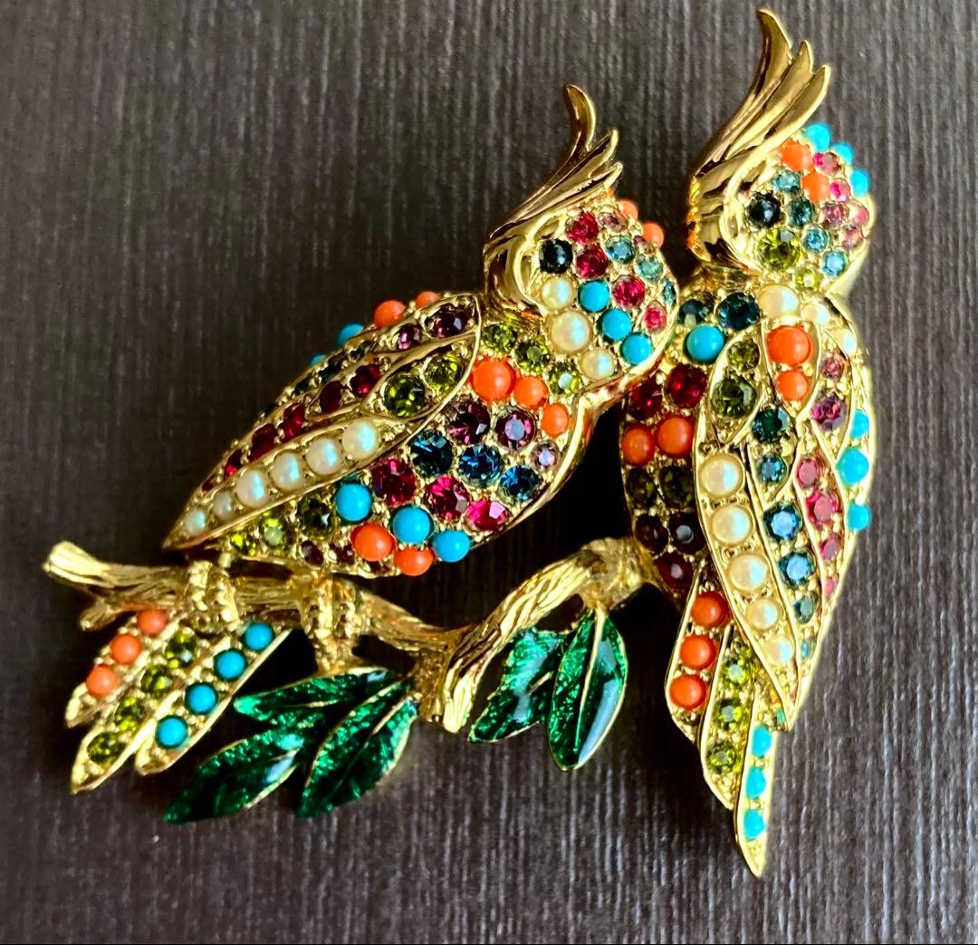 D'ORLANドーラン 鳥ブローチ カラーストーン ヴィンテージ
