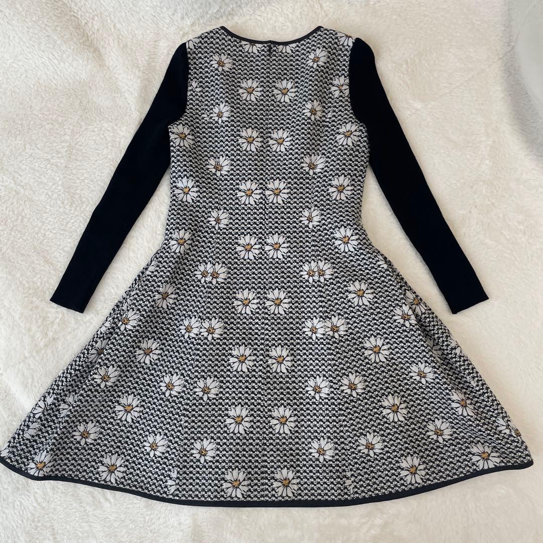 エムズグレイシー マーガレット リボン リブ切り替えニットワンピース