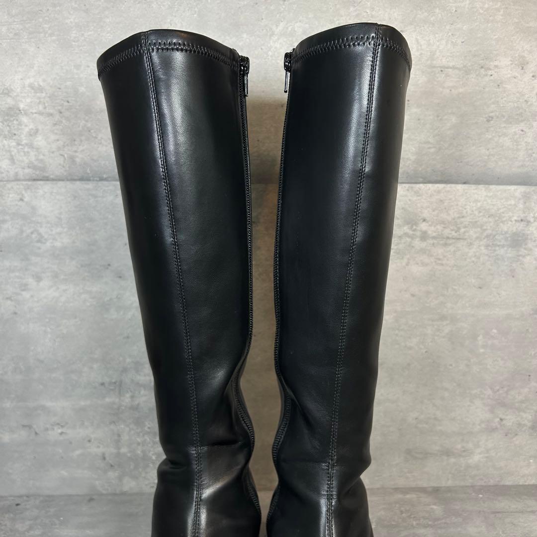 Heather インヒールストレッチロングブーツ 厚底 美脚 サイドジップ M