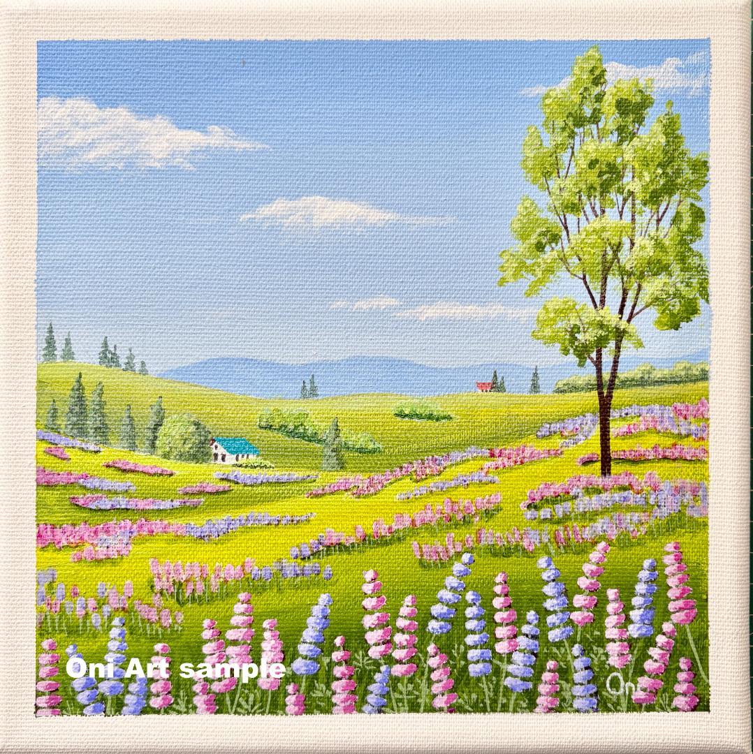 アクリル画 原画 「ルーピンの咲く丘01」 SSMサイズ キャンバス - メルカリ