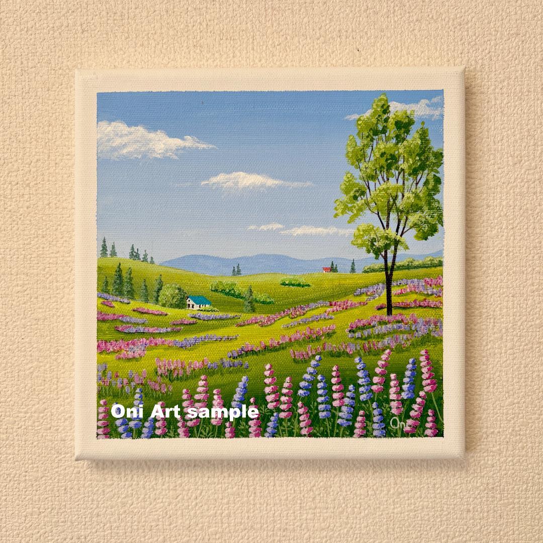 アクリル画 原画 「ルーピンの咲く丘01」 SSMサイズ キャンバス - メルカリ