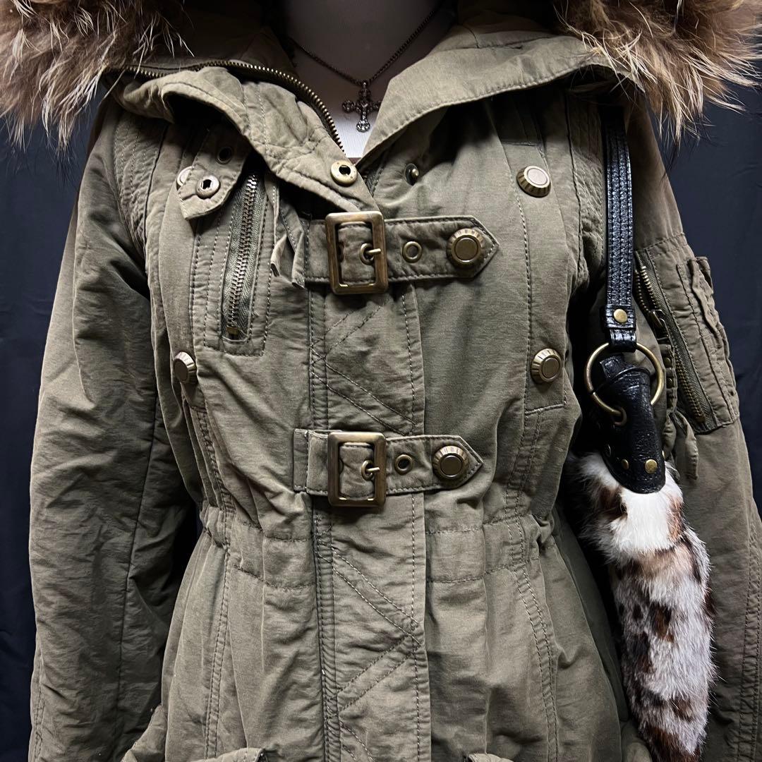 平成ギャル y2k グランジ ファー付き モッズコート ギミック リアル