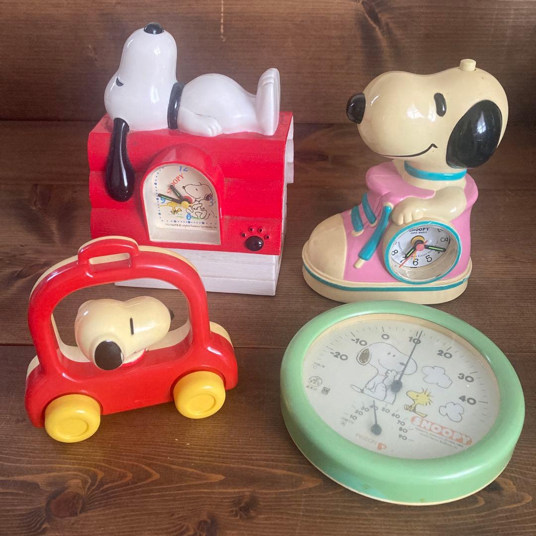 Vintage Peanuts レトロ　スヌーピー 置時計　温度計フィギュア Vintage Peanuts レトロ スヌーピー 置時計 温度計フィギュア - メルカリ