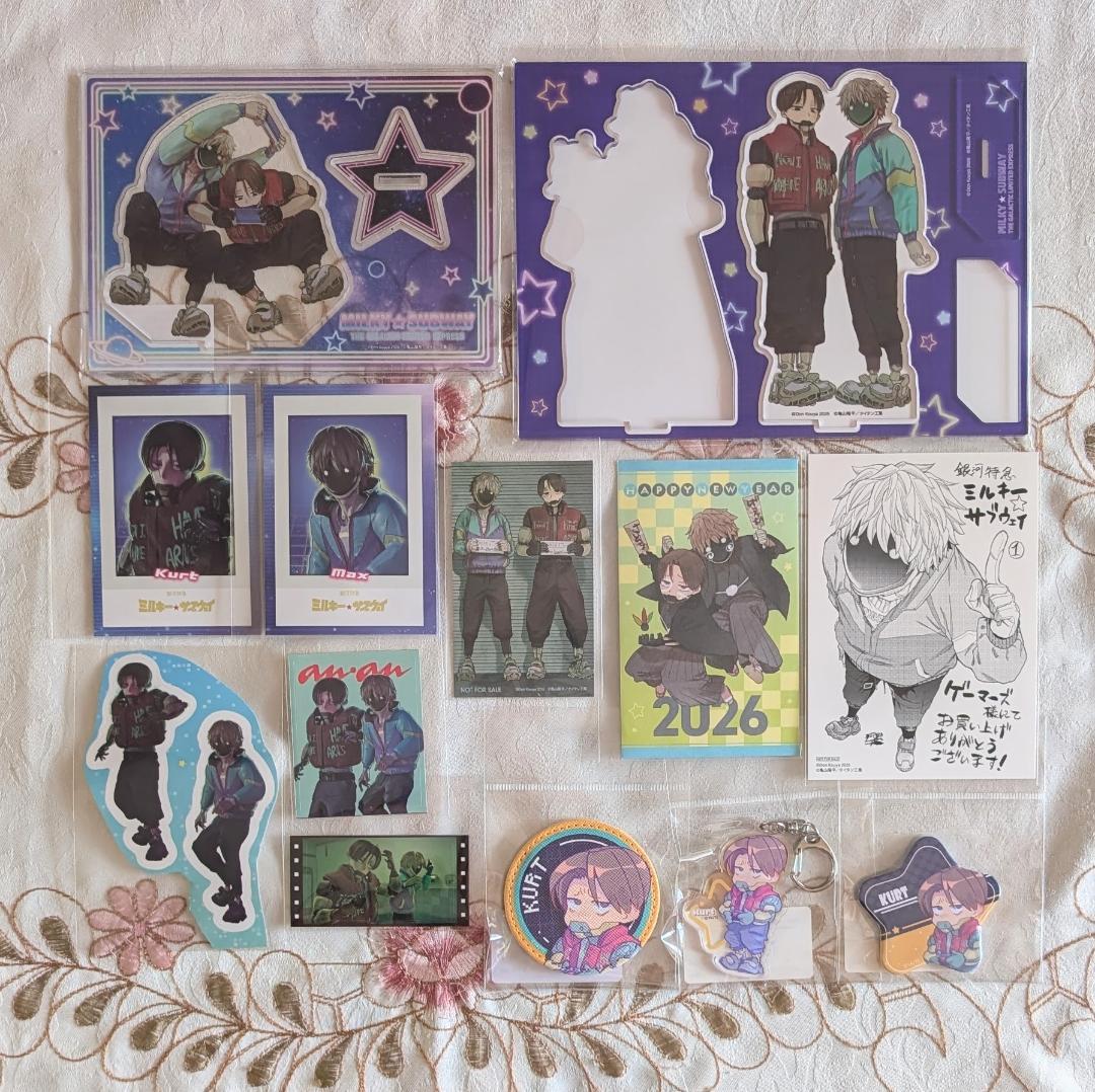 ミルキーサブウェイ1 特典 カート&マックス アクスタ 缶バッジ カード シール 銀河特急 ミルキー☆サブウェイ】ヴィレッジヴァンガード限定グッズ