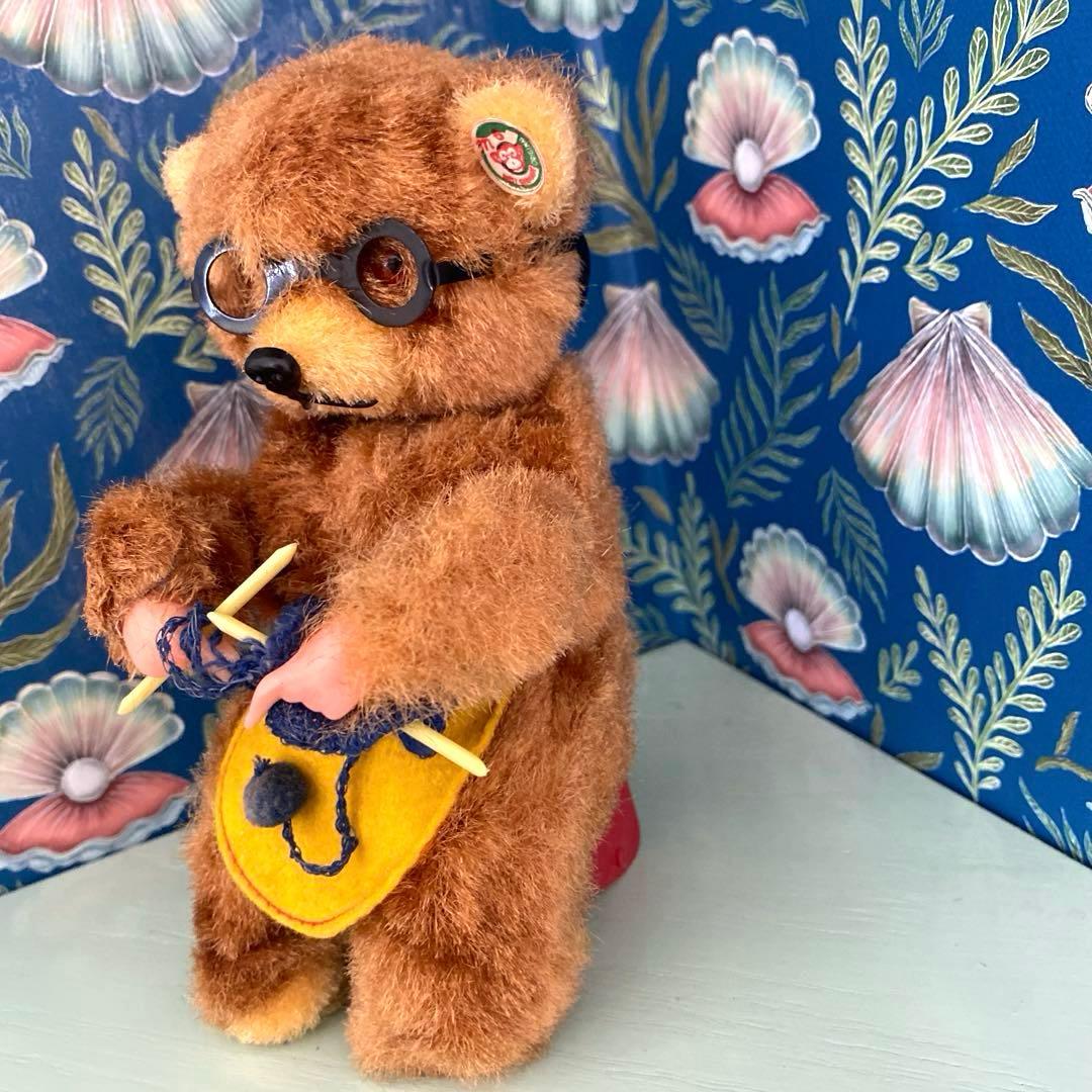 アンティーク ビンテージベア ゼンマイ仕掛け 編み物ベア max carl