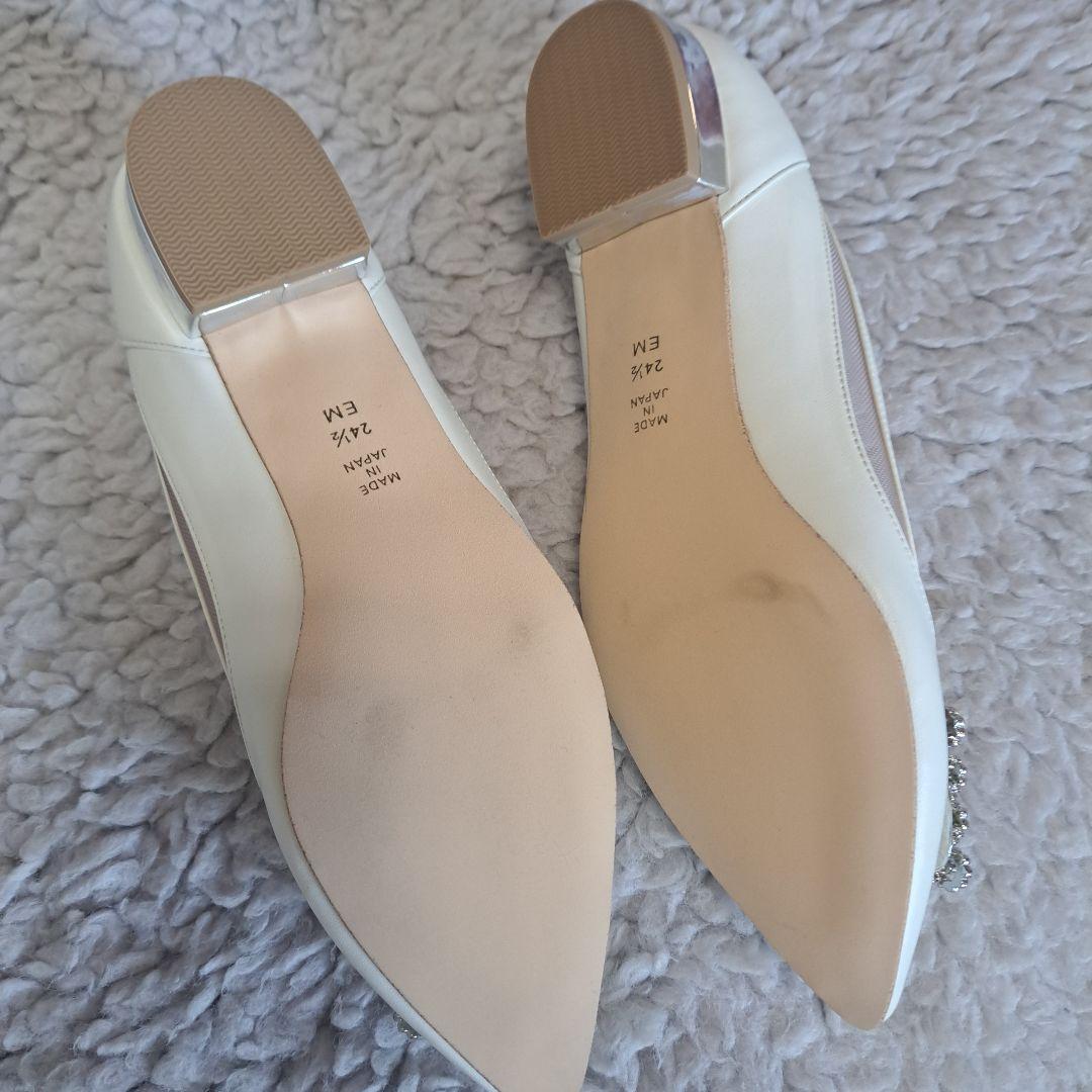 DIANA ホワイト ポインテッドトゥ フラットシューズお値引き交渉