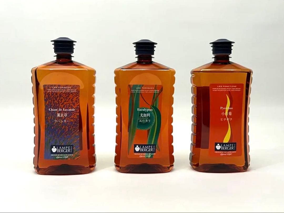 新品未開封★ランプベルジェ・オイル３本セット　ラベンダー　ヒナギク　ユーカリ 正規品】ランプベルジェフレグランスオイル1000ml 3本セット : ランプ