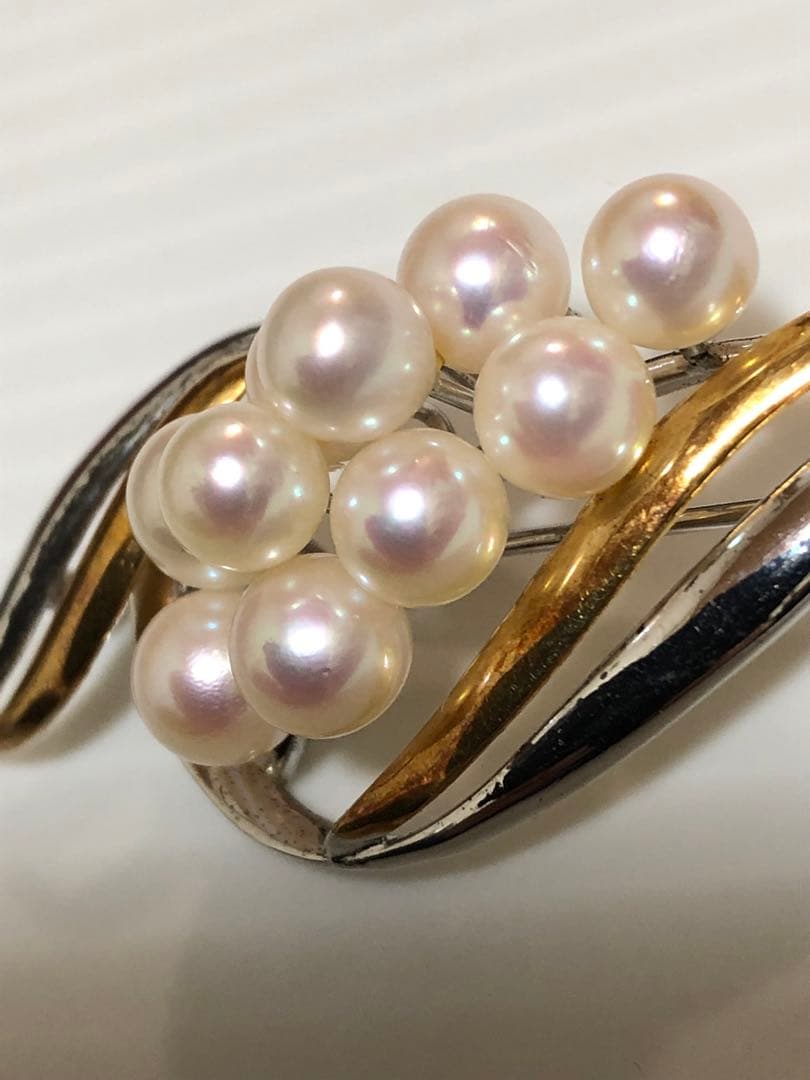 に*ー様 本物保証！K18/SILVERコンビ　本真珠ブローチ！ 8.83g