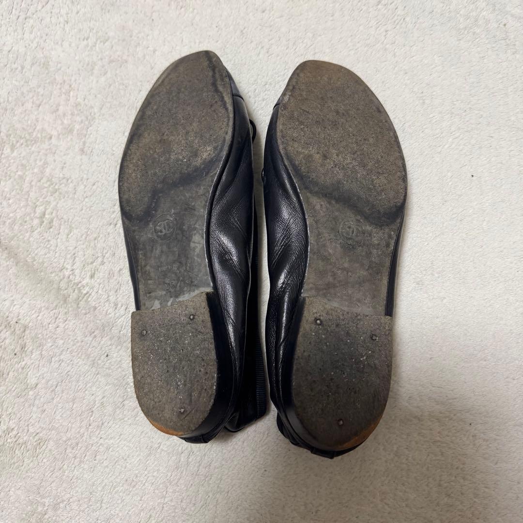 CHANEL シャネル　黒　ブラック　レザー　ココマーク　22.5cm