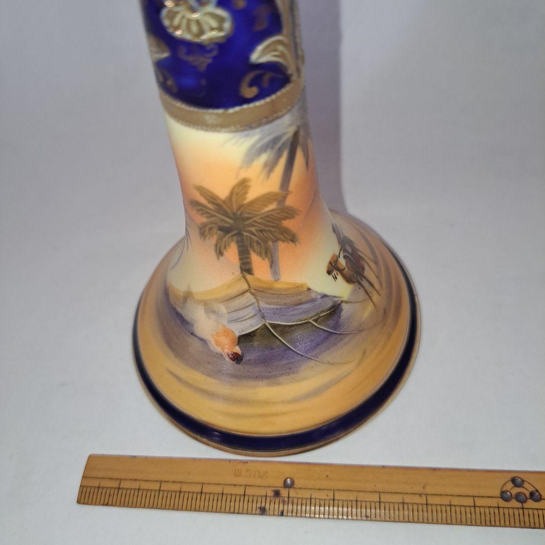 オールドノリタケ キャンドル立て 1933年 本金金彩色絵 砂漠ラクダ